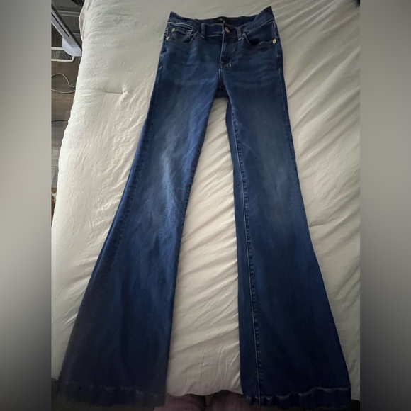 7 For All Mankind Dark Blue Wide Leg Jeans - Picture 2 of 3